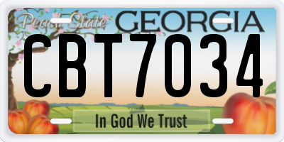 GA license plate CBT7034