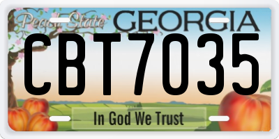 GA license plate CBT7035