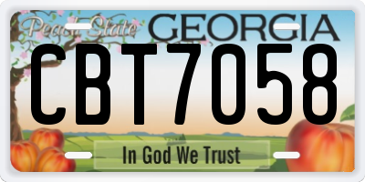 GA license plate CBT7058