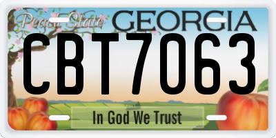 GA license plate CBT7063