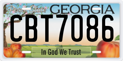 GA license plate CBT7086