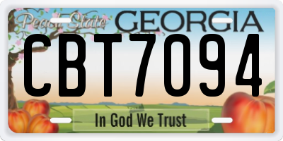 GA license plate CBT7094