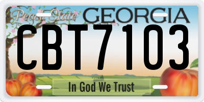 GA license plate CBT7103