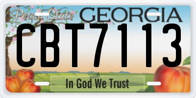 GA license plate CBT7113