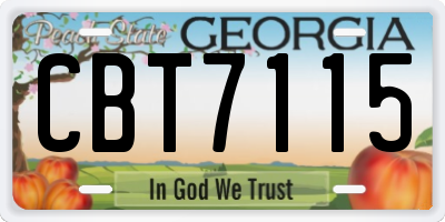 GA license plate CBT7115