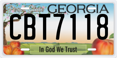 GA license plate CBT7118
