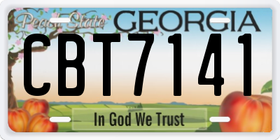 GA license plate CBT7141