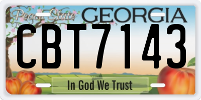 GA license plate CBT7143