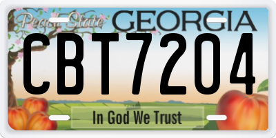 GA license plate CBT7204