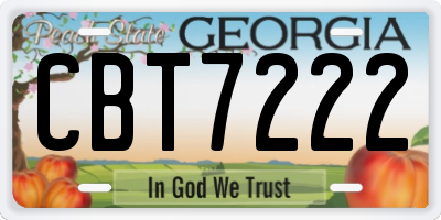 GA license plate CBT7222