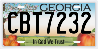GA license plate CBT7232