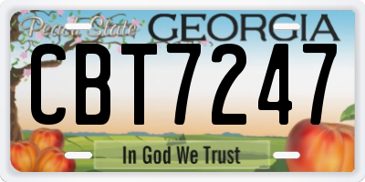 GA license plate CBT7247