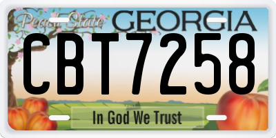 GA license plate CBT7258