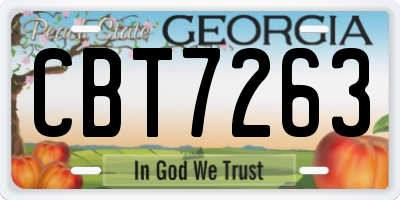GA license plate CBT7263