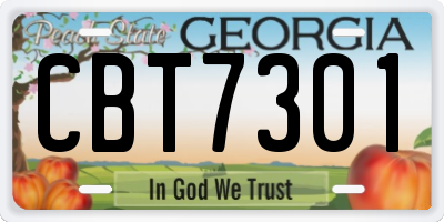 GA license plate CBT7301