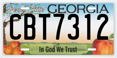 GA license plate CBT7312