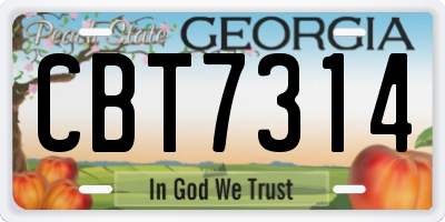 GA license plate CBT7314