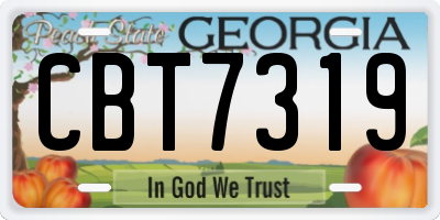 GA license plate CBT7319