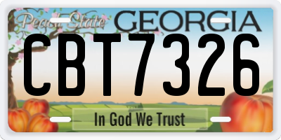 GA license plate CBT7326