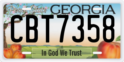 GA license plate CBT7358