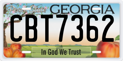 GA license plate CBT7362