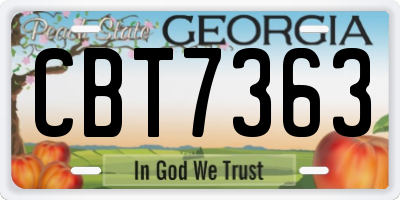 GA license plate CBT7363