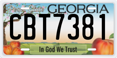 GA license plate CBT7381