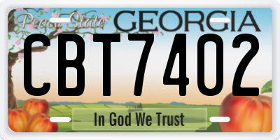 GA license plate CBT7402