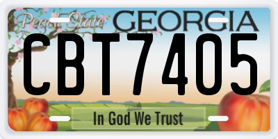 GA license plate CBT7405