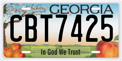 GA license plate CBT7425
