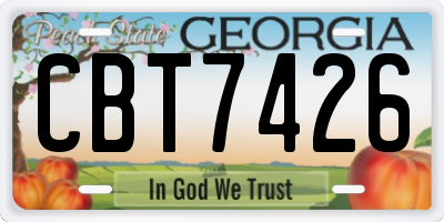 GA license plate CBT7426