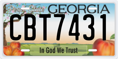 GA license plate CBT7431