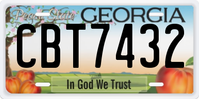 GA license plate CBT7432