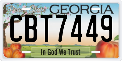 GA license plate CBT7449