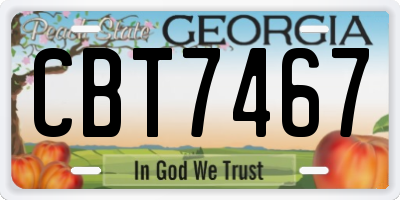 GA license plate CBT7467