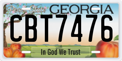 GA license plate CBT7476