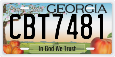 GA license plate CBT7481
