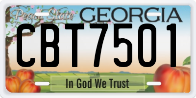 GA license plate CBT7501