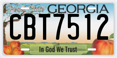GA license plate CBT7512