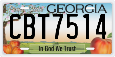 GA license plate CBT7514