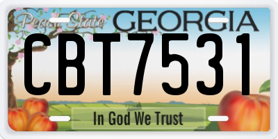 GA license plate CBT7531
