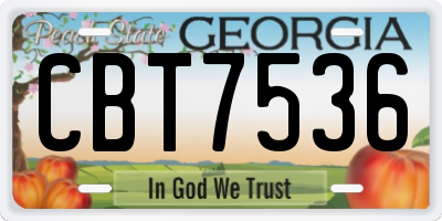 GA license plate CBT7536