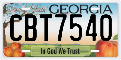 GA license plate CBT7540