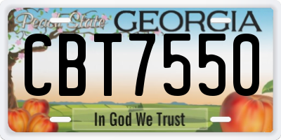 GA license plate CBT7550