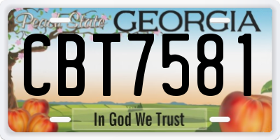 GA license plate CBT7581
