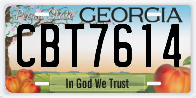GA license plate CBT7614