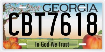 GA license plate CBT7618
