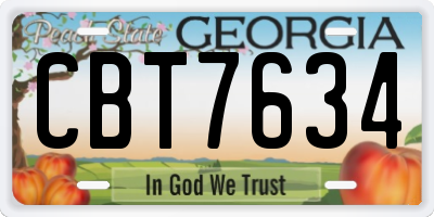 GA license plate CBT7634