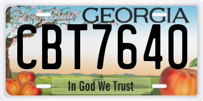 GA license plate CBT7640