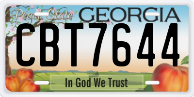 GA license plate CBT7644